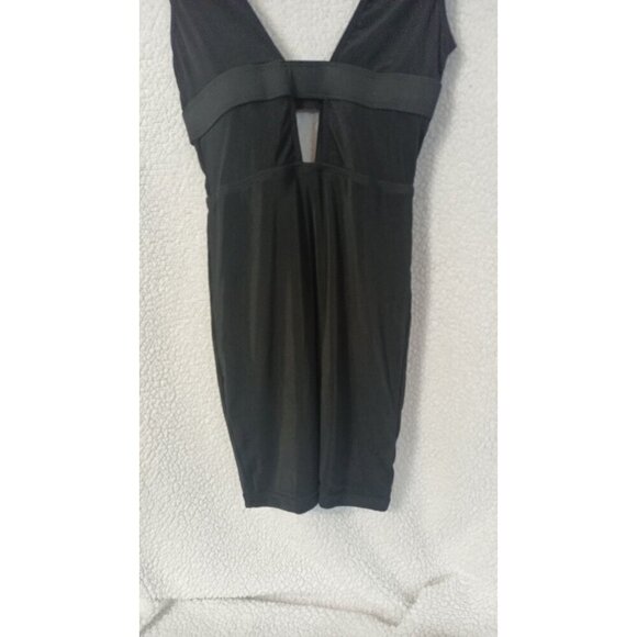 White Fox Mini Dress Womens M Sleeveless Plunge Keyhole Backless Solid Black - Picture 9 of 10